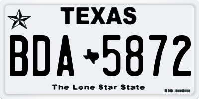 TX license plate BDA5872