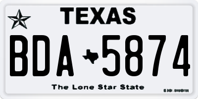 TX license plate BDA5874