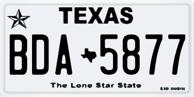 TX license plate BDA5877
