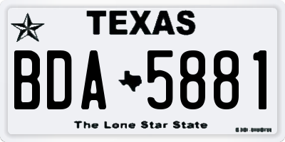 TX license plate BDA5881