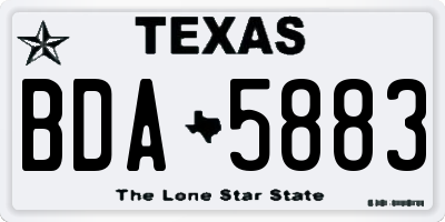 TX license plate BDA5883