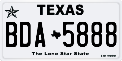 TX license plate BDA5888