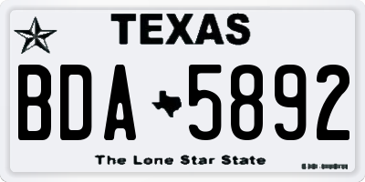 TX license plate BDA5892