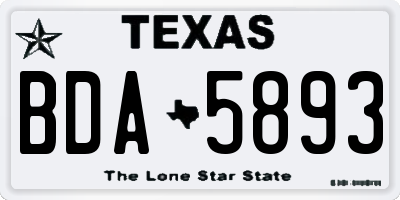 TX license plate BDA5893