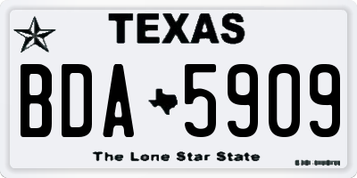 TX license plate BDA5909