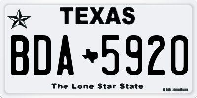 TX license plate BDA5920