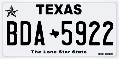 TX license plate BDA5922