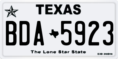 TX license plate BDA5923