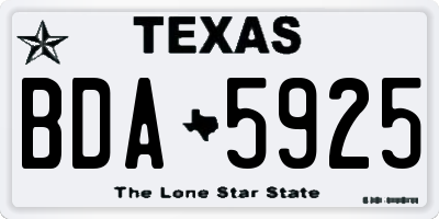 TX license plate BDA5925