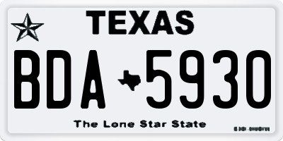 TX license plate BDA5930