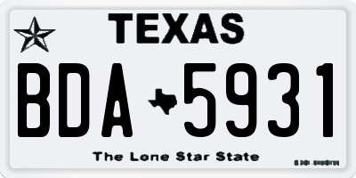 TX license plate BDA5931