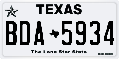 TX license plate BDA5934