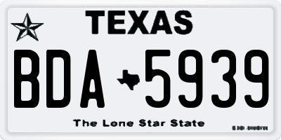 TX license plate BDA5939