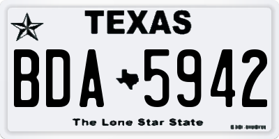 TX license plate BDA5942