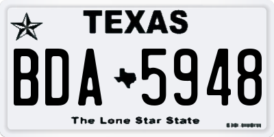 TX license plate BDA5948