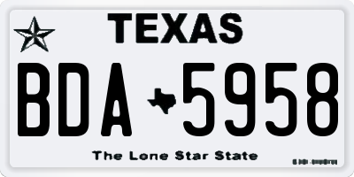 TX license plate BDA5958