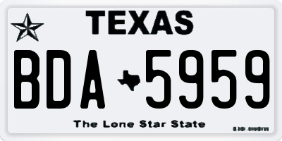 TX license plate BDA5959