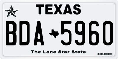 TX license plate BDA5960