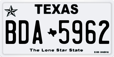 TX license plate BDA5962