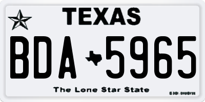 TX license plate BDA5965