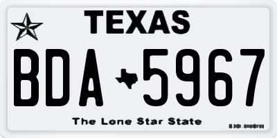 TX license plate BDA5967