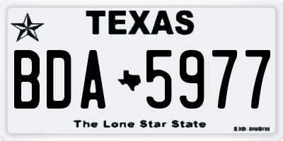 TX license plate BDA5977