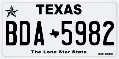 TX license plate BDA5982