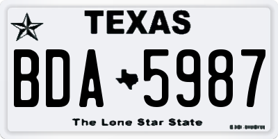 TX license plate BDA5987