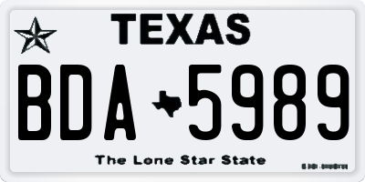 TX license plate BDA5989