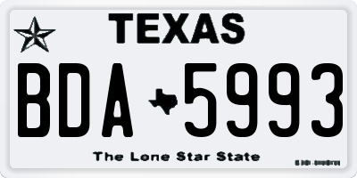 TX license plate BDA5993