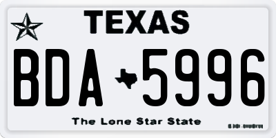 TX license plate BDA5996