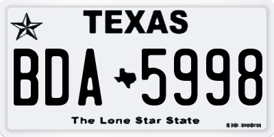TX license plate BDA5998