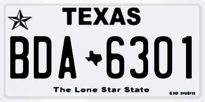 TX license plate BDA6301