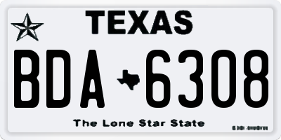 TX license plate BDA6308