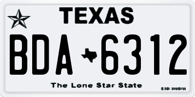 TX license plate BDA6312