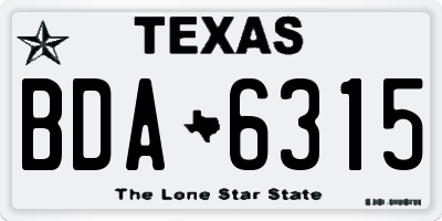 TX license plate BDA6315