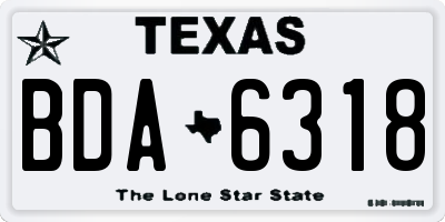 TX license plate BDA6318