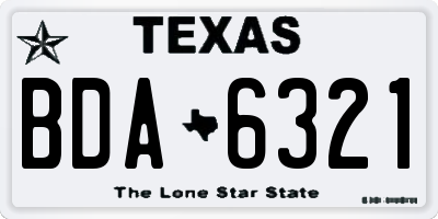 TX license plate BDA6321