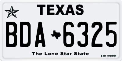 TX license plate BDA6325