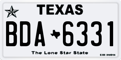 TX license plate BDA6331
