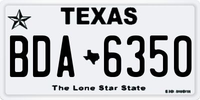 TX license plate BDA6350