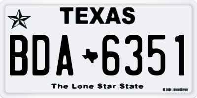 TX license plate BDA6351