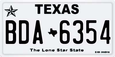 TX license plate BDA6354