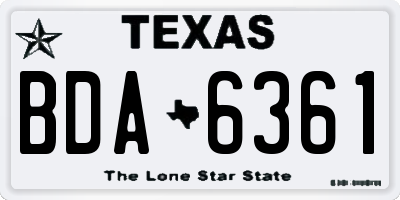 TX license plate BDA6361