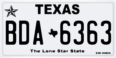 TX license plate BDA6363