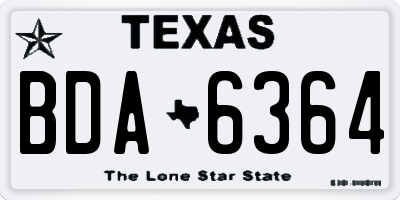 TX license plate BDA6364