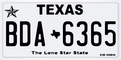 TX license plate BDA6365