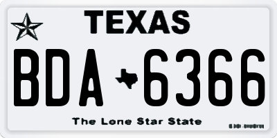 TX license plate BDA6366