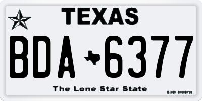 TX license plate BDA6377