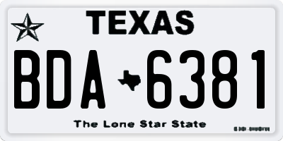 TX license plate BDA6381